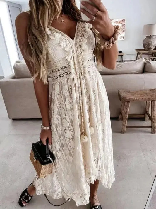 Robe Boho Élégante Sans Manches